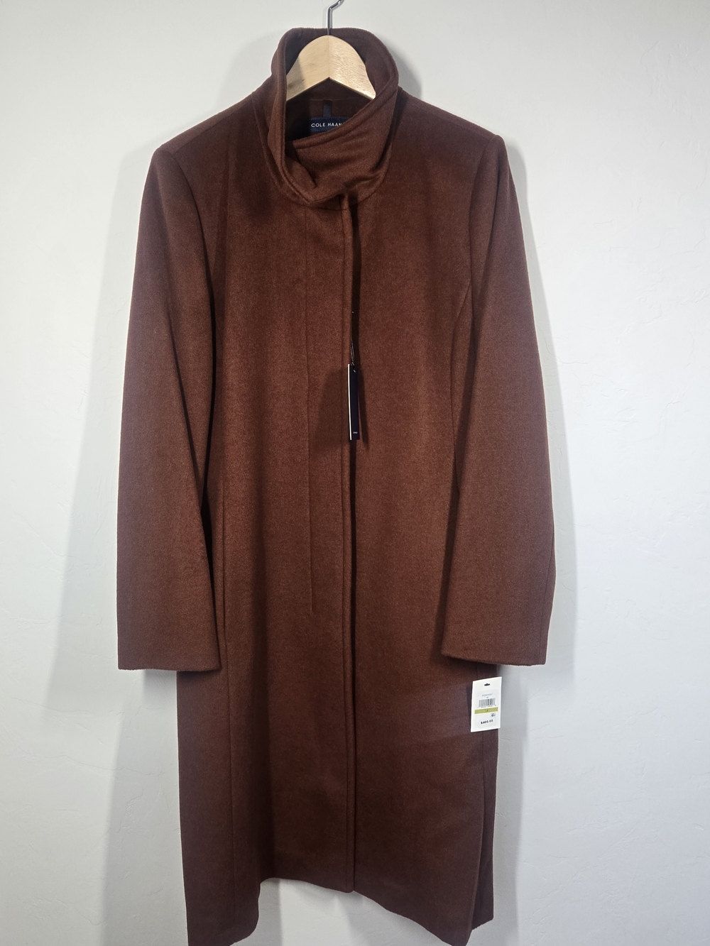 Cole Haan Men's Brown Wool Blend Long Coat